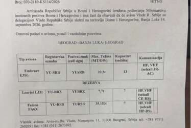 Slika uz članak: Nije baš kako Dodik kaže: Premijer Srbije Macut trebao poletjeti u 15 sati, a zahtjev za prelet BiH stigao pet minuta kasnije