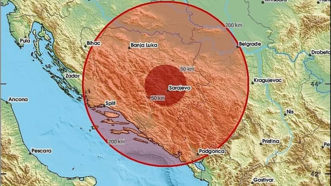Slika uz članak: Zemljotres zatresao Sarajevo: Epicentar 21 km sjeverozapadno od grada, osjetio se na širem području BiH