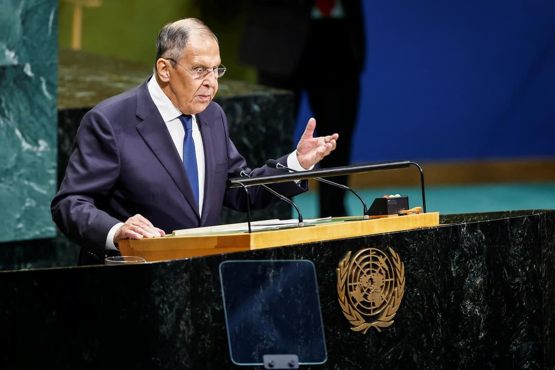 Slika uz članak: Lavrov v nagovoru Generalni skupščini Evropo obtožil, da preprečuje mirovne pogovore o Ukrajini