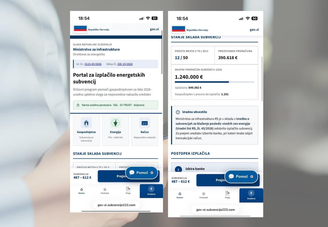 Slika uz članak: Opozorila o poskusih prevar na lažni spletni strani za energetske subvencije