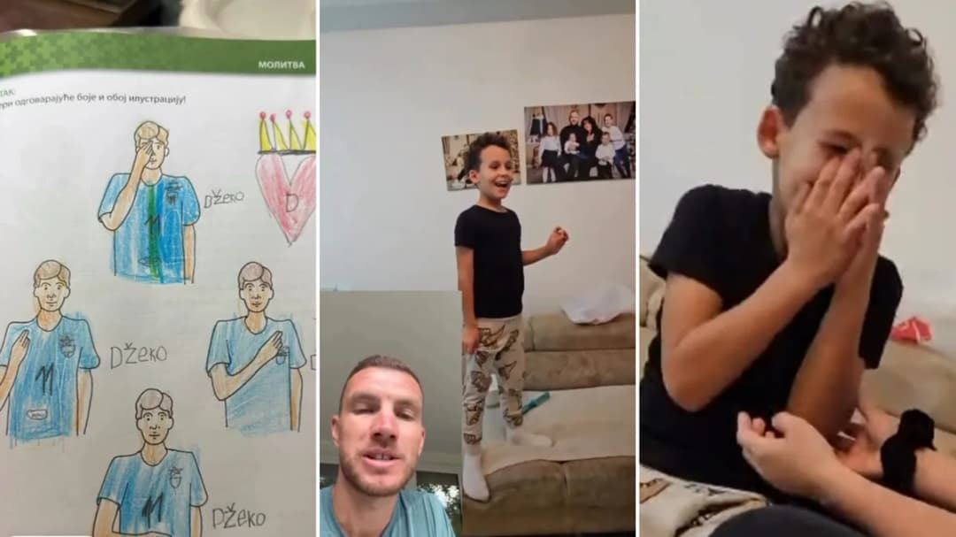 Slika uz članak: Sedmogodišnji Uroš preplakao Džekin oproštaj i nacrtao svog idola, a onda mu se Edin javio videoporukom (VIDEO)