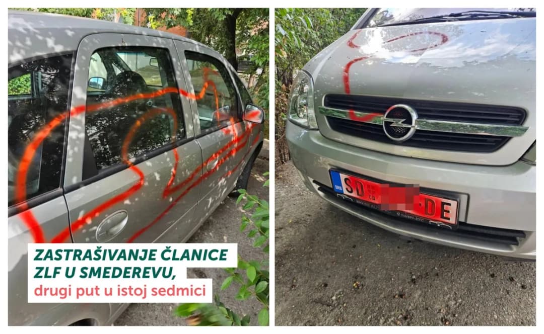 Slika uz članak: Članici ZLF iz Smedereva drugi put vandalizovan automobil u godinu dana
