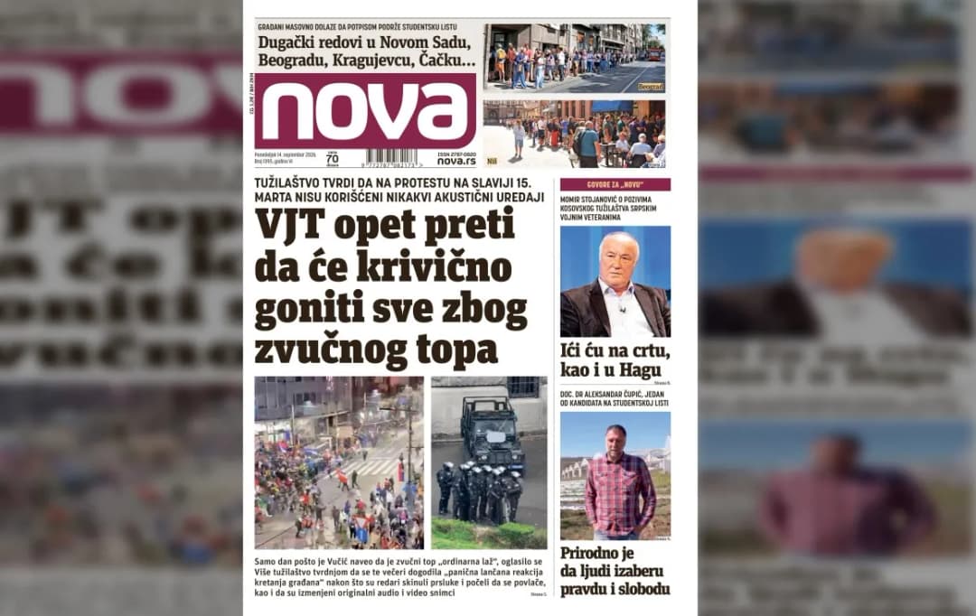 Slika uz članak: „Nova“ piše: VJT opet preti da će krivično goniti sve zbog zvučnog topa