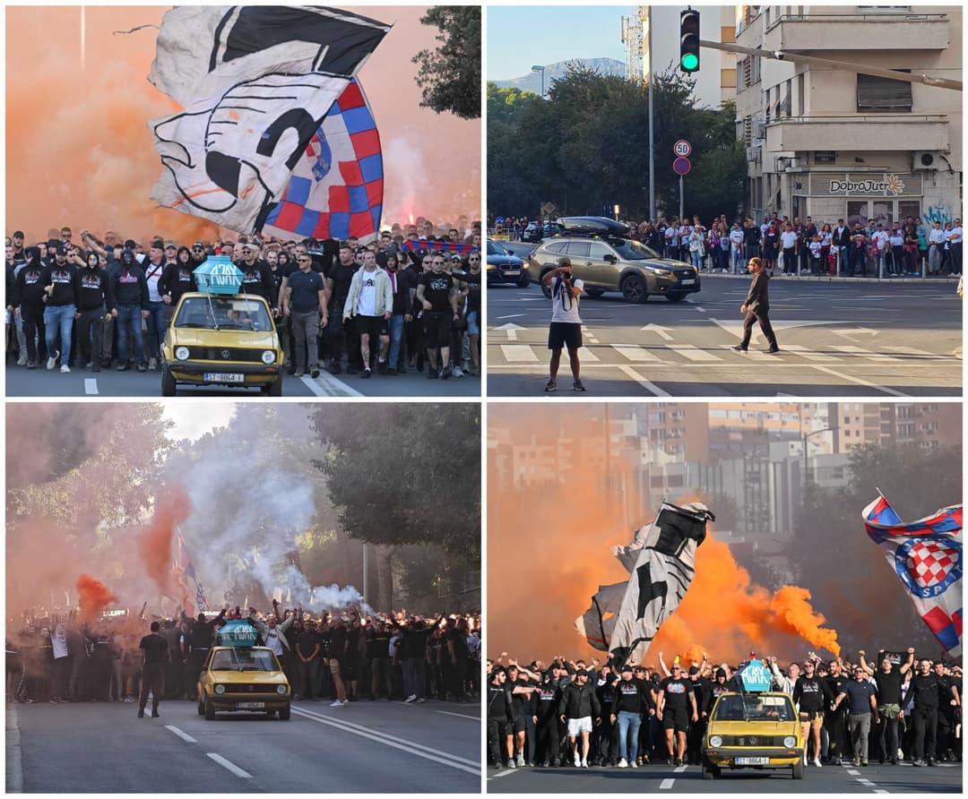 Slika uz članak: FOTO/VIDEO Pogledajte Torcidin korteo; dimne, bengalke, topovski udari i sramotni povici...