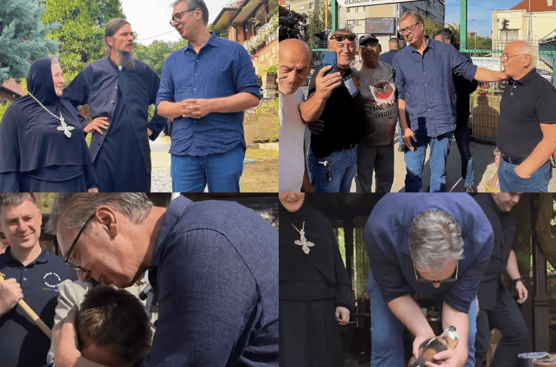 Slika uz članak: Vučić sa narodom u Velikoj Plani; Posetio manastir Koporin; "Hoćemo ujedinjenu Srbiju" VIDEO