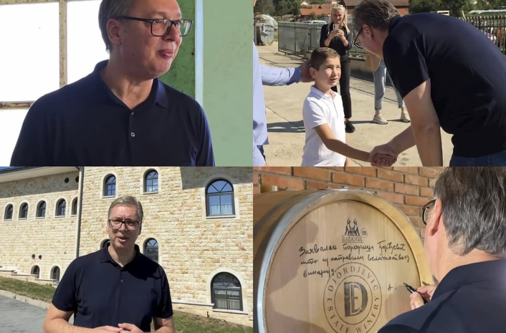 Slika uz članak: Vučić sa porodicom Milojević:"Takvi ljudi vode Srbiju napred"; Nakon toga posetio i vinariju "Đorđević" VIDEO