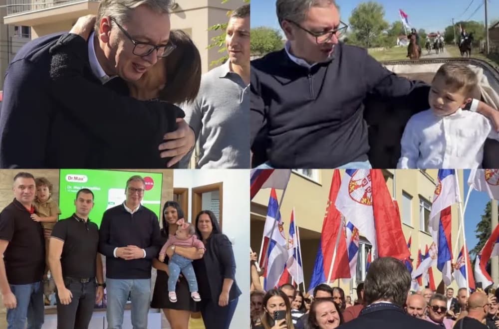 Slika uz članak: Vučić u Velikom Gradištu; Dočekali ga okupljeni građani; Obišao radove na rekonstrukciji ulica i puteva