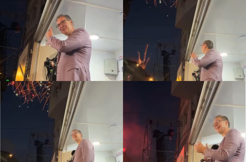Slika uz članak: Spektakularan prizor u Vranju; Vatromet kao dobrodošlica; Vučić: "Hvala na veličanstvenom dočeku" VIDEO