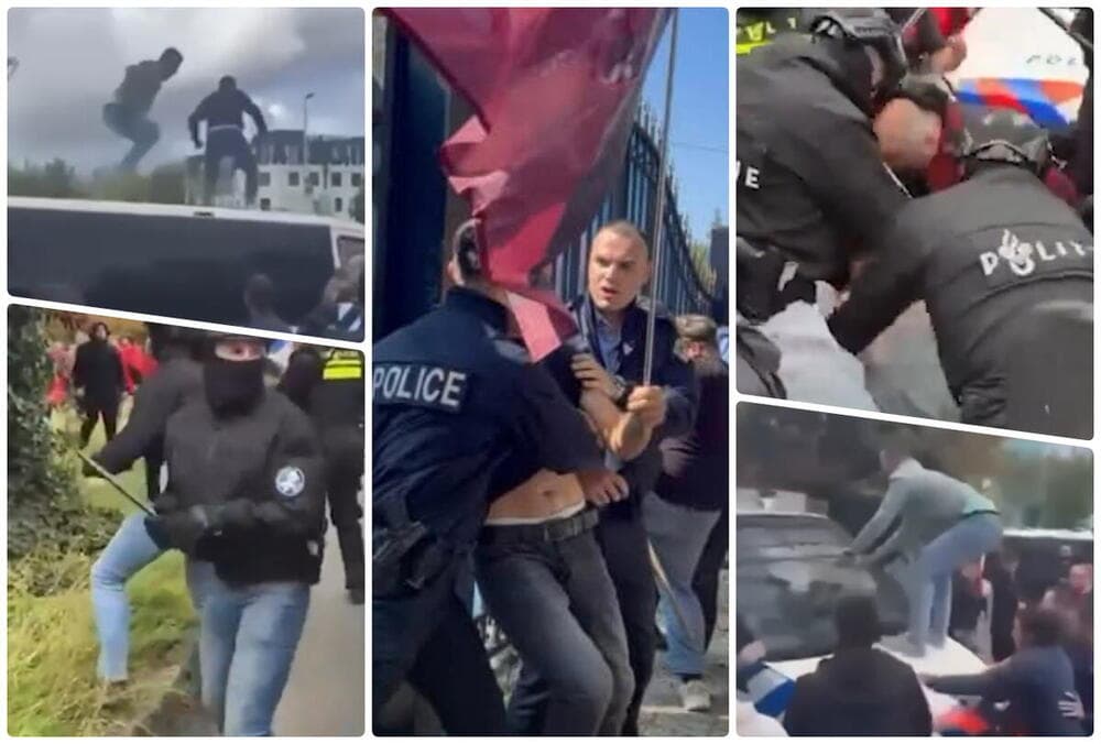 Slika uz članak: Albanci divljali po Hagu zbog presude Tačiju: Policija im nije ostala dužna, radili vodeni top i pendreci (VIDEO)