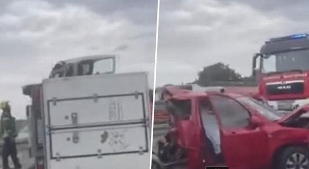 Slika uz članak: Delovi vozila rasuti putu, od auta ostala samo olupina: Stravične slike nesreće kod Smedereva, dvoje poginulo