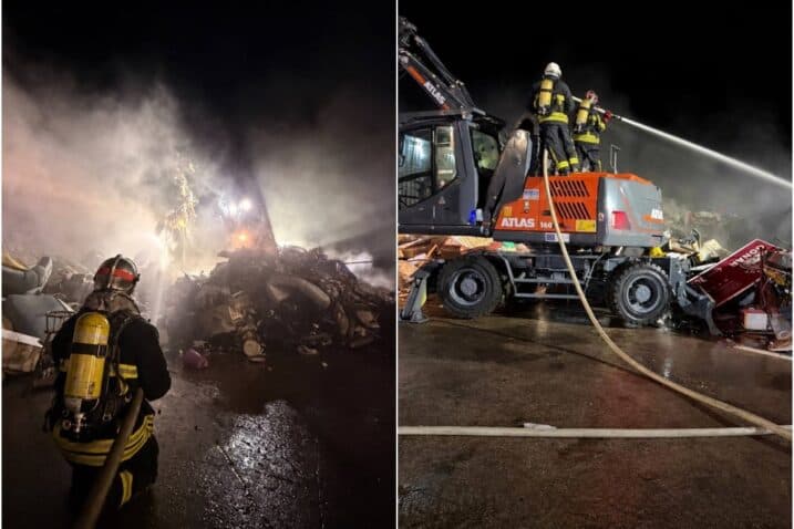 Slika uz članak: FOTO Vatru u sortirnici otpada Sorinj u Loparu noćas gasilo 15 vatrogasaca s pet vozila