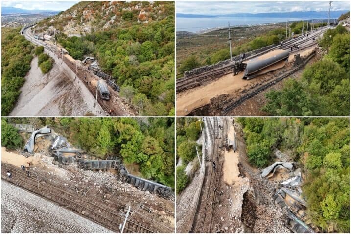 Slika uz članak: FOTO Vagoni završili u provaliji. Pogledajte poprište željezničke nesreće na Meji snimljeno iz zraka